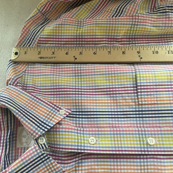 Brooks Brothers Dress Shirt Men Medium Multicolor Tattersall Button Down US Made - Picture 9 of 13